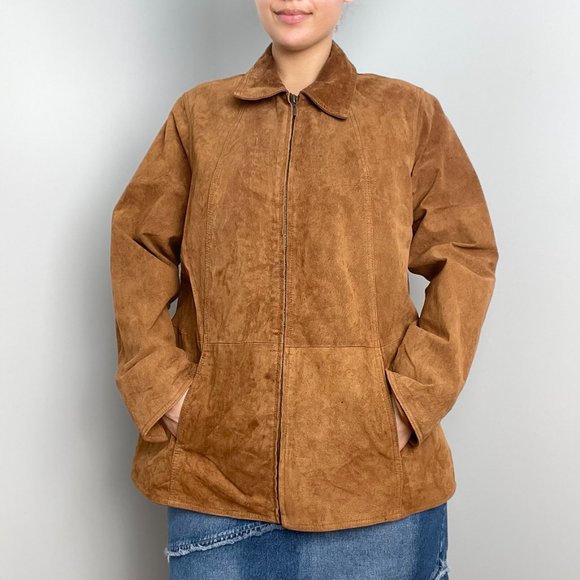 Coldwater Creek Brown Suede Zip-up Jacket - Picture 2 of 4